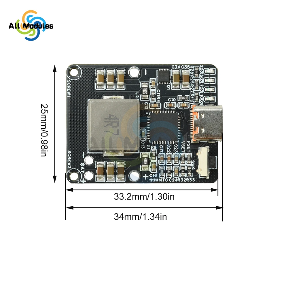 IP2369 2-6S 45W PD Fast Charge/Discharge Module - Bidirectional Buck-Boost Power Bank Board with Type-C Interface