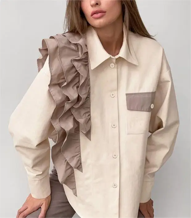 

Design Sensation Loose Asymmetric Women's irt Top Faionable Casual Chinese Sle Upperwear for Ladies