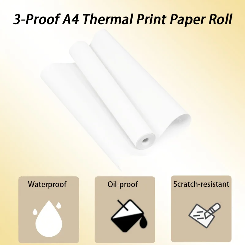1/3/6 Rolls 3-Proof A4 Thermal Paper, 210×297mm Refill Paper for Portable A4 Printers, High-Definition Continuous Printing