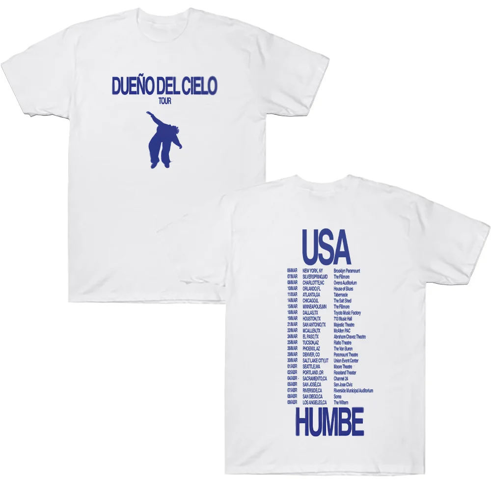 Camisetas Humbe DUENO DEL CIELO tour 2026, Camiseta Informal de Algodón para Cantante, Camiseta de Verano de Manga Corta, Ropa Urbana Moderna Unisex Y2K