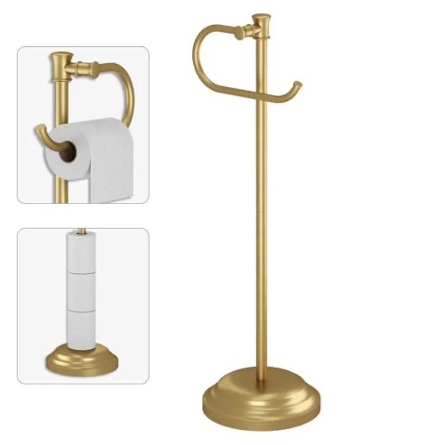 

Toilet Paper Holder Free Standing Bathroom Toilet Tissue Holder Stand for Floor Toilet Paper Roll Holder with Storage Hardware
