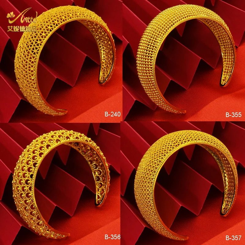 ANIID 3pcs/Lot Dubai African Woman Bracelet Designer Wedding 24K Gold Plated Jewelry Cuff Bangles Indian Ethiopian Jewellery