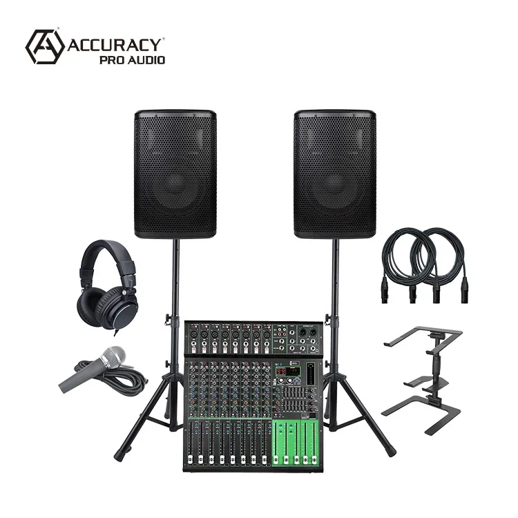 Accuracy DJSET001 PA Sound System DJ Set Equipment Professional Audio Solution DJ Speaker Set System for DJs and Musicians