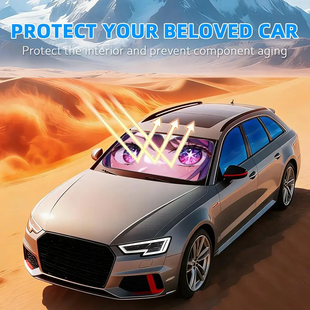 Anime O-Oshi No Ko Eye Sun Visor Reusable Aluminum Foil Car Sunshade UV Protection Heat Insulation Windshield Cover