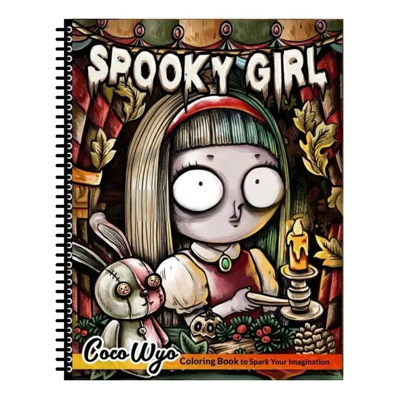 livro de colorir assustador criativo livro de colorir adulto com desenhos animados meninas paginas coloridas acessorios de halloween fantasma assustador animal 01