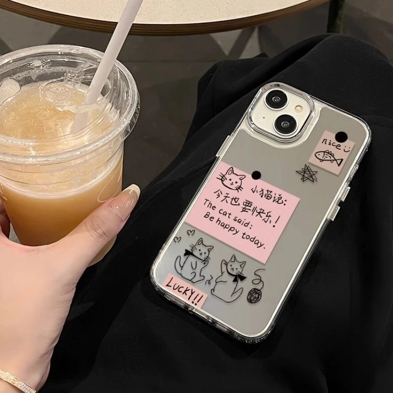 For Motorola Moto G85 G84 G60S G55 G54 G24 Power G35 G34 G45 G32 G73 G14 G13 G23 G53 Phone Case Luxury Cute Cat Mirror Cover