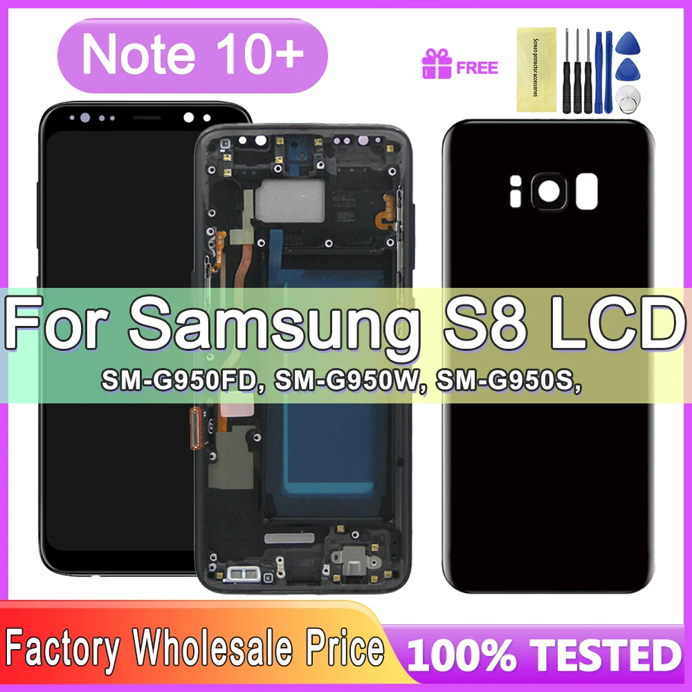 100% Tested New TFT S8 LCD For Samsung S8 Display G950 G950F SM-G950FD For Samsung S8 display Touch Screen Digitizer with Frame