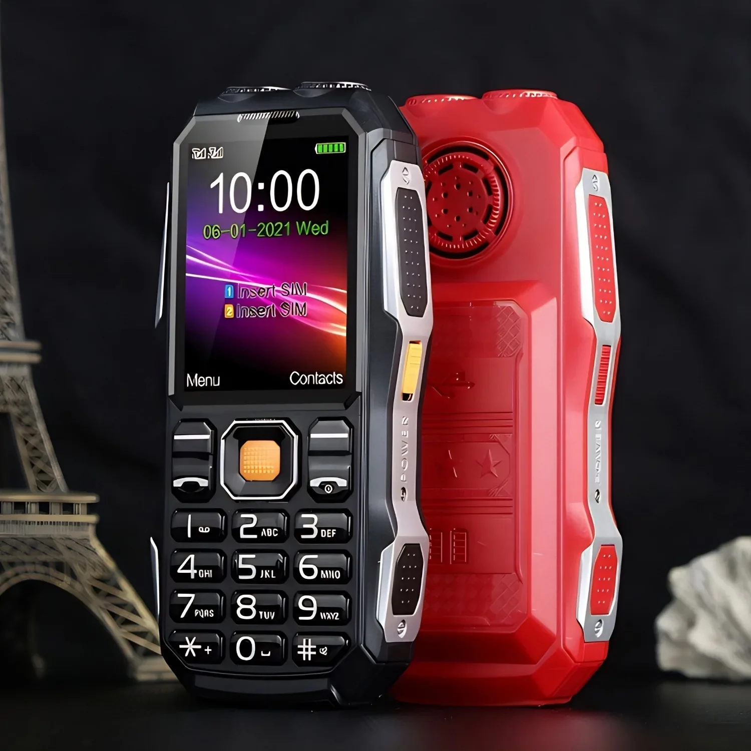 Tani, solidny telefon z dużą baterią, przyciskami, szybkim wybieraniem, 3 SIM, głośnym głośnikiem, dwoma latarkami, GSM 2G, dużym wyświetlaczem, wytrzymały telefon dla seniora.