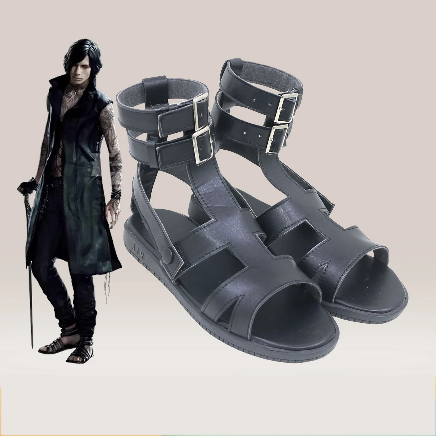 V コスプレ靴ハロウィンカーニバルブーツ PU レザー靴コスプレ小道具アニメアクセサリーカスタムメイド