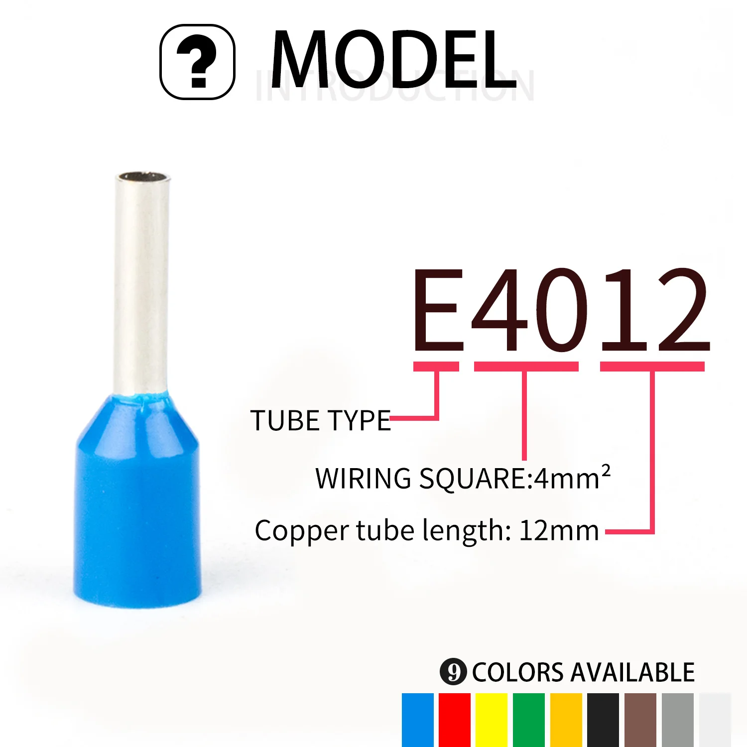 100pcs E4012 Insulated Ferrules Terminal Block Cord End Wire Connector Electrical Crimp Terminator Wire For 4mm2, 12 AWG
