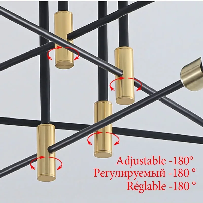 

Modern LED Chandelier Ceiling Lamp Black Gold Light Nordic Style for Living Dining Bedroom Kitchen Home Decor