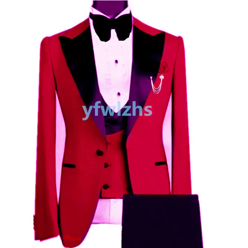 

Customized Men's Suit Peak Lapel Groom Tuxedos Jacket Blazers Halloween Costume Elegant For Luxury Man Suit's For Wedding 518