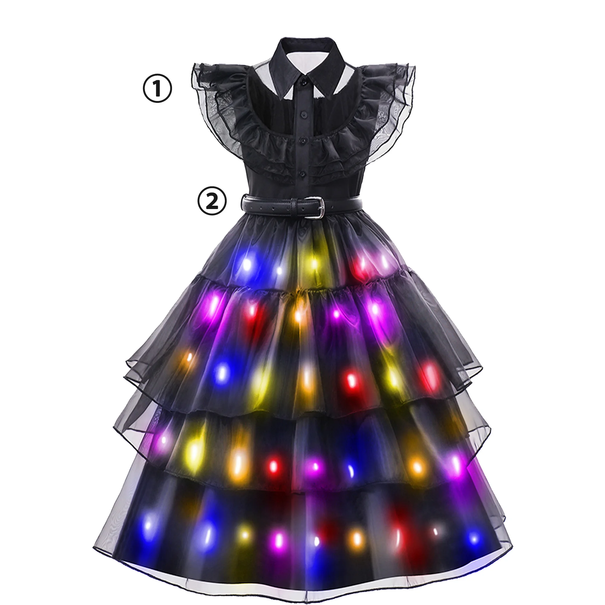 Wedns day Costume Girl Merlina Dress For Girls LED Light Up Carnival Party Clothes For Kids Halloween Costumes Wedns day Dresses