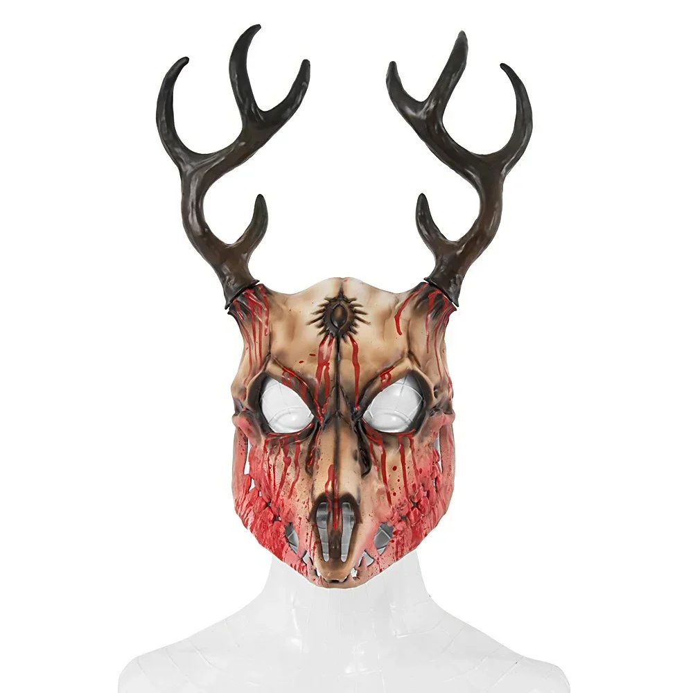 Halloween Horror Antler Maschera Costume Gioco di ruolo Renna Cosplay Testa di cervo Maschera Masquerade Club Maschera a pieno facciale Carnevale di feste
