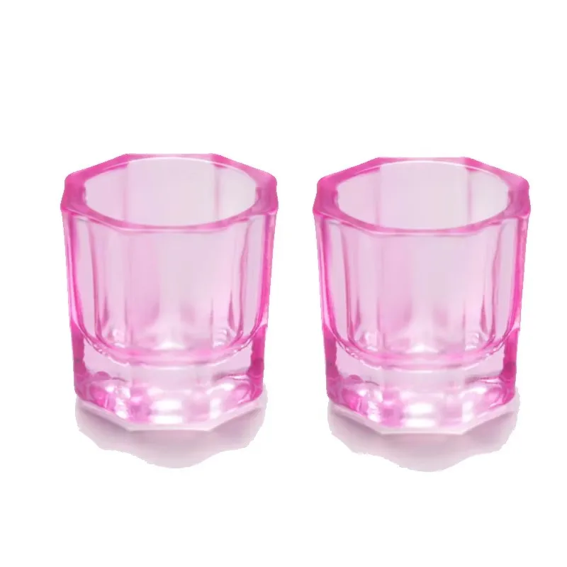 2 كوب قطارة لسائل الأكريليك لفن الأظافر، وعاء سائل مونومر للأظافر من الزجاج الوردي/الأزرق، حاوية مسحوق الأكريليك، لوازم فن الأظافر #4