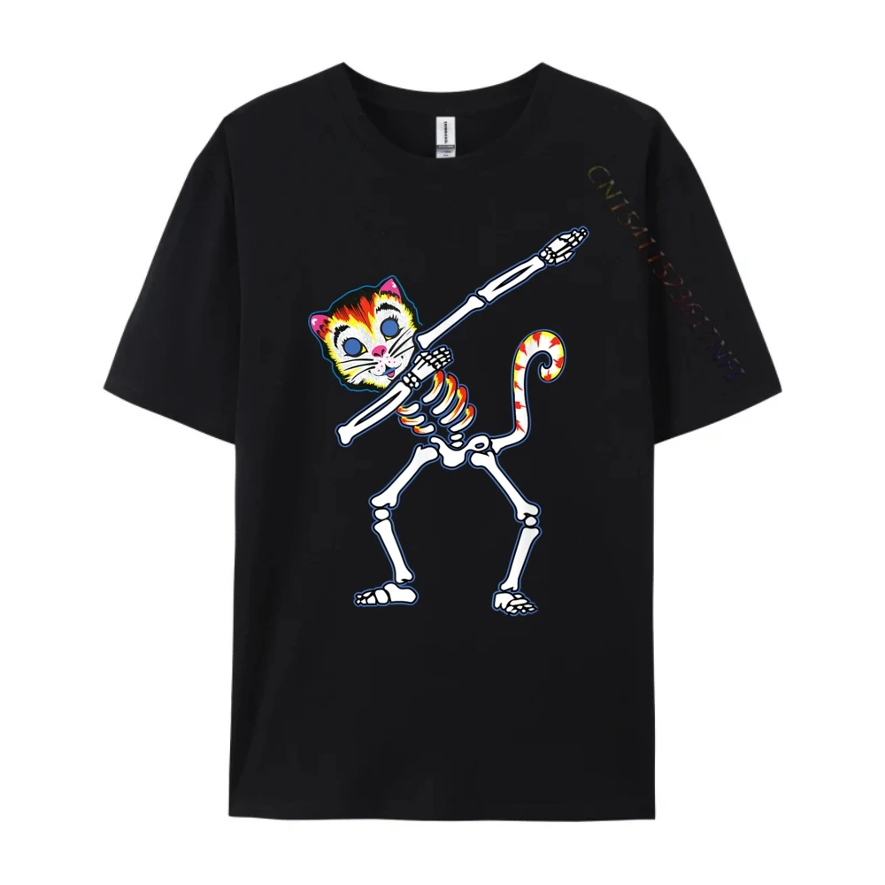 

Cat Skeleton Skull Graphic T Shirts Men's Clothing Street Wear Tees Oversized T Shirt Cotton Comfort Camiseta Masculina