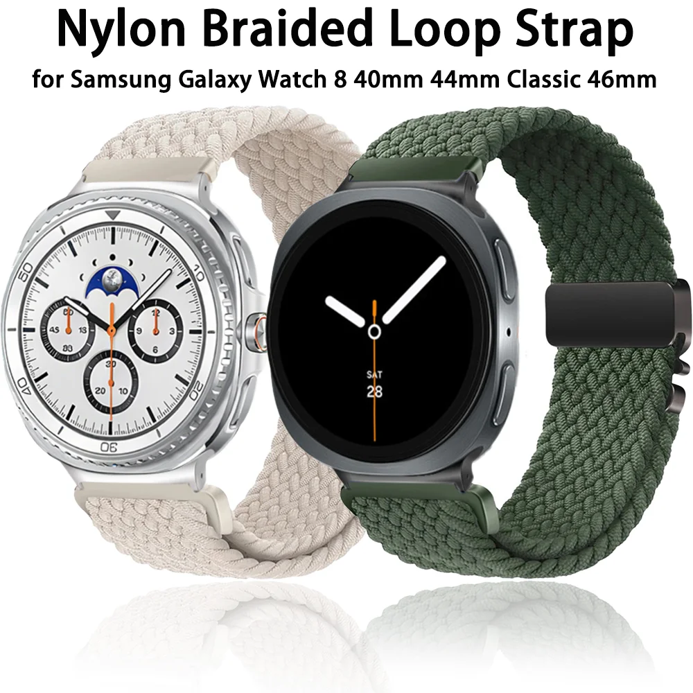 Nylon Geflochtenes Schlaufenarmband für Samsung Galaxy Watch 8 40mm 44mm Classic 46mm Band Armband Galaxy Watch Ultra 2025 47mm Armband
