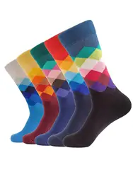 Men Mid Calf Socks Dress Medium Tube Crew Socks Big Size EU40-46 4 Pairs/Lot For Spring Fall Winter