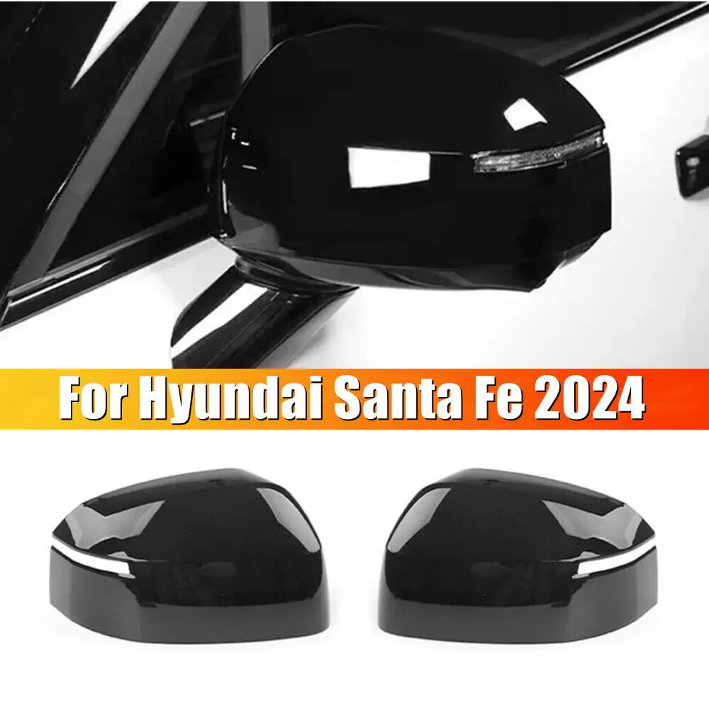 

For Hyundai Santa Fe 2024 Car Sticker Rearview Side Mirror Cover Wing Cap Exterior Door Rear View Case Trim Carbon Fiber Look