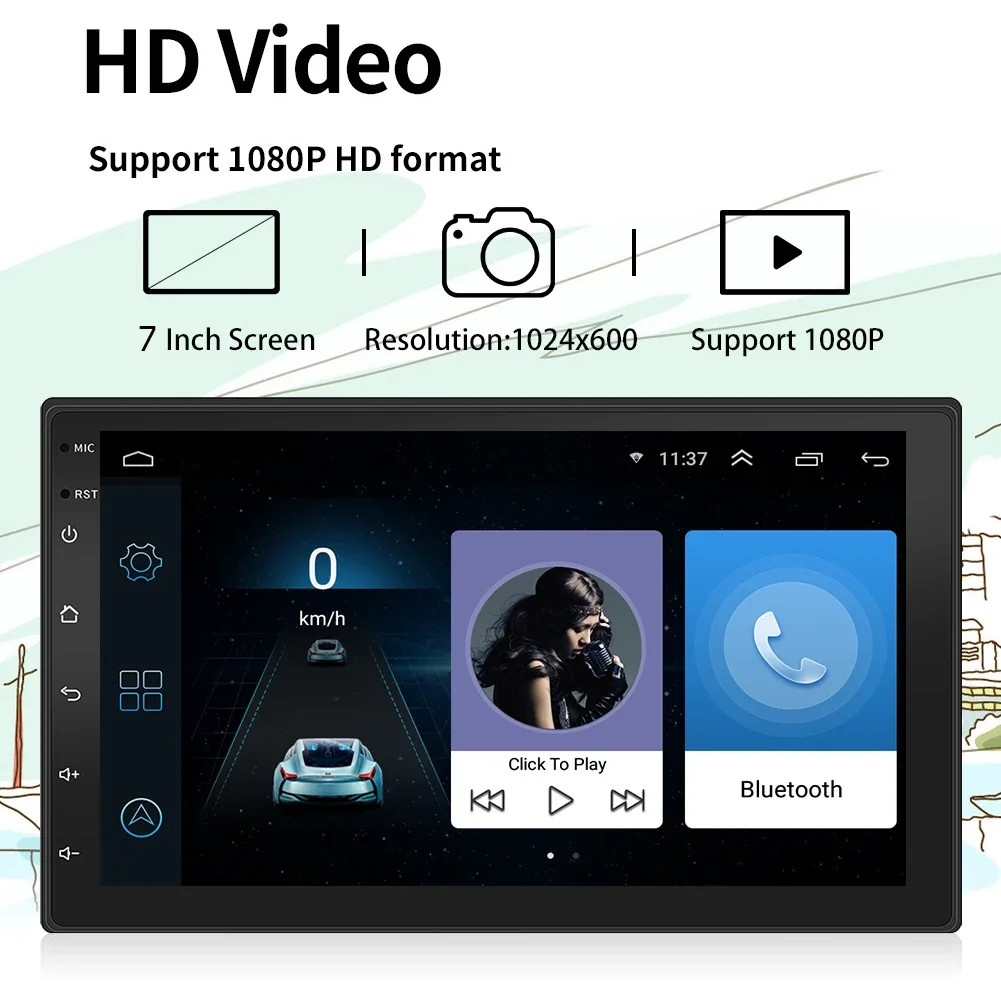 2 Din Android 10.1 Car Radio Multimedia Video Player Double Stereo GPS Navigation  Wifi Player Head Unit 7 inch Screen