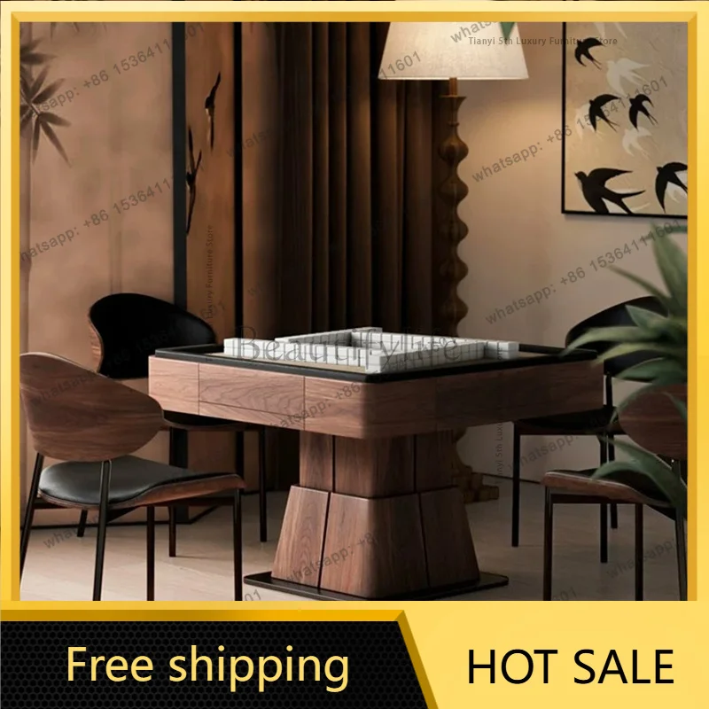 American Solid Wood Mahjong Table Nordic Lifting Tea Table High-end Automatic Roller Coaster Mahjong Machine Home Furniture FYMT