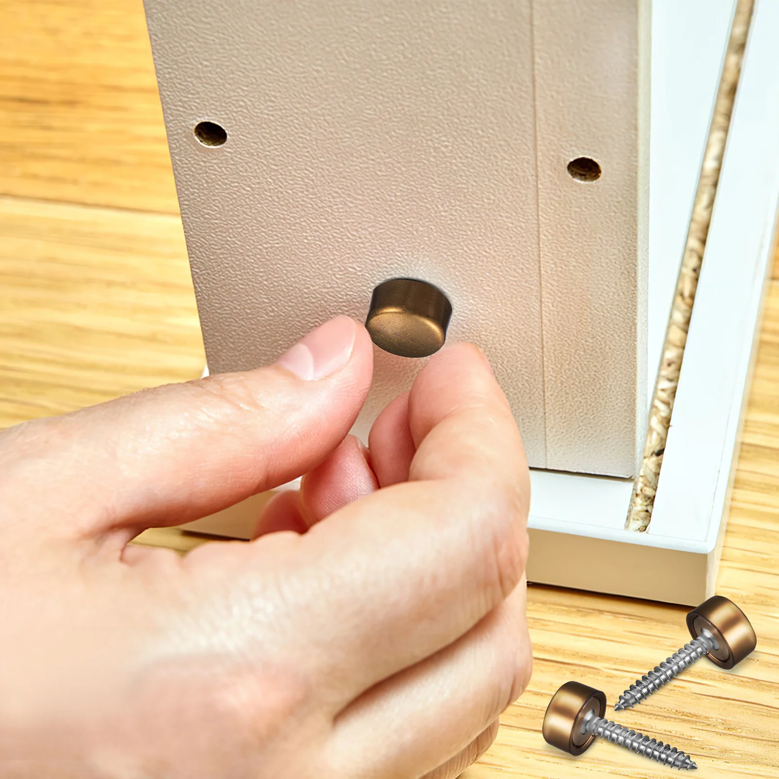 

16 set Self Tapping Screws Decorative Hardware For Mirrors Wall Mounting Fixing Screws Bronze Vintage Caps Sturdy Copper Build