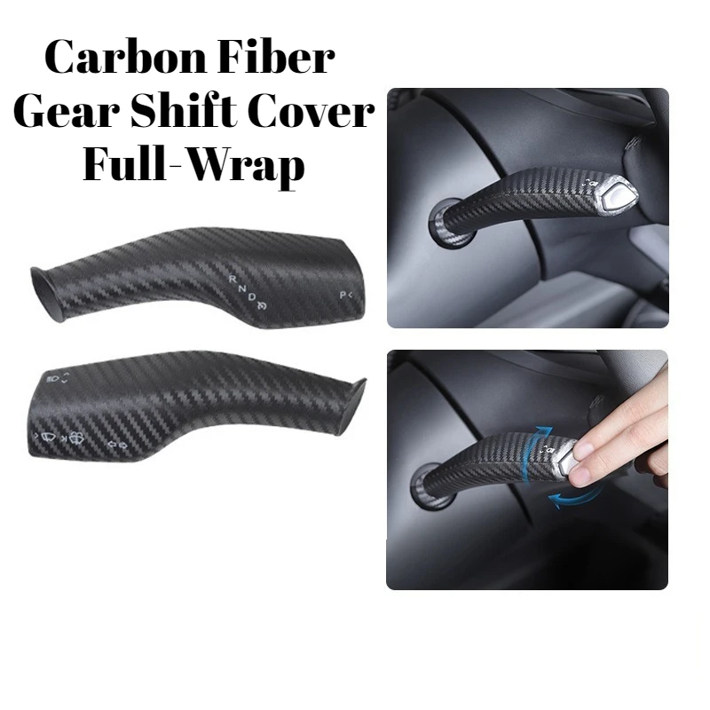 

For Tesla Model 3/Y Carbon Fiber Gear Shift Cover Full-Wrap Auto Interior Accessory Gear Lever Protector Snap-On Installation