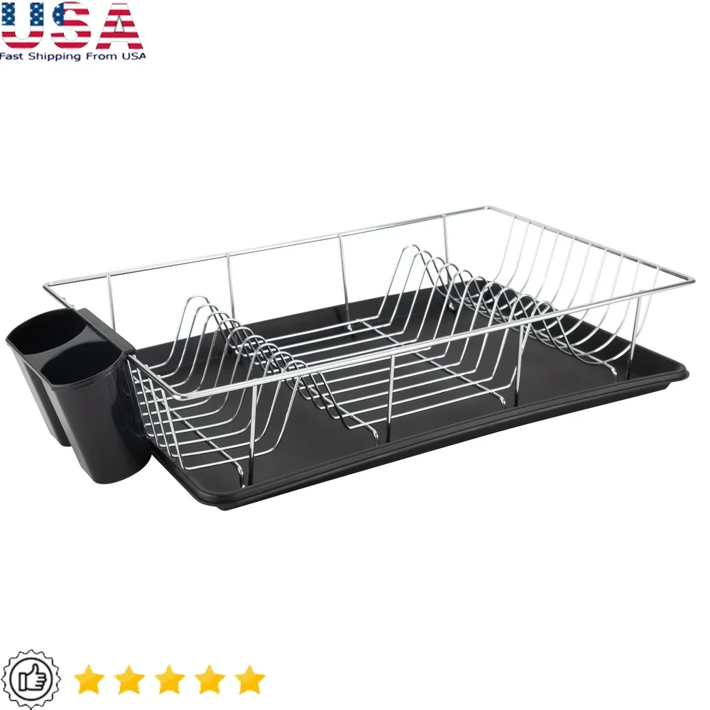

3-х предметная хромированная посудомоечная полка с самосливным поддоном, боковая кабина, нескользящие ножки, кухонный органайзер для хранения, сушилка для столовых приборов