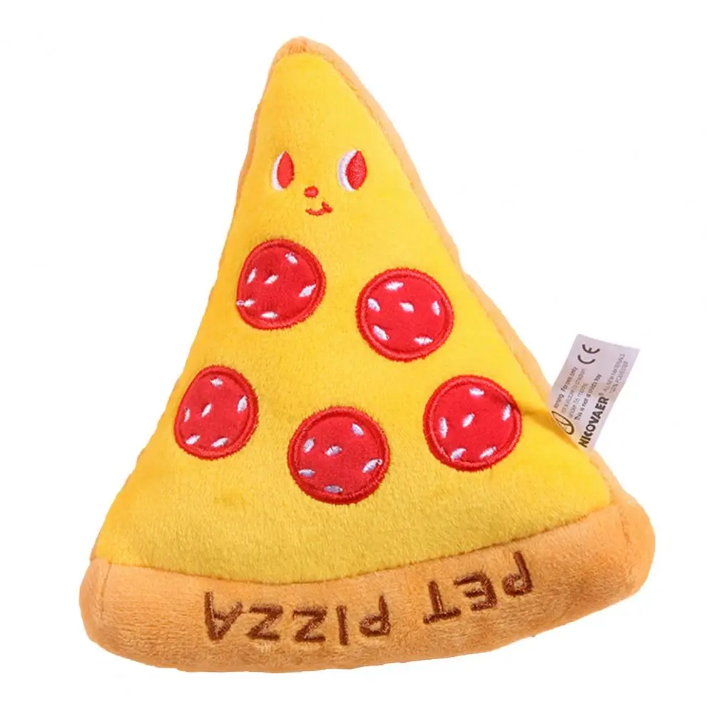 Dog Squeaky Toy  Dog Chew Toy  Plush Pizza Stuffed Fast Food Toy Plush Chewing Squeaky Pet Dogs Toys