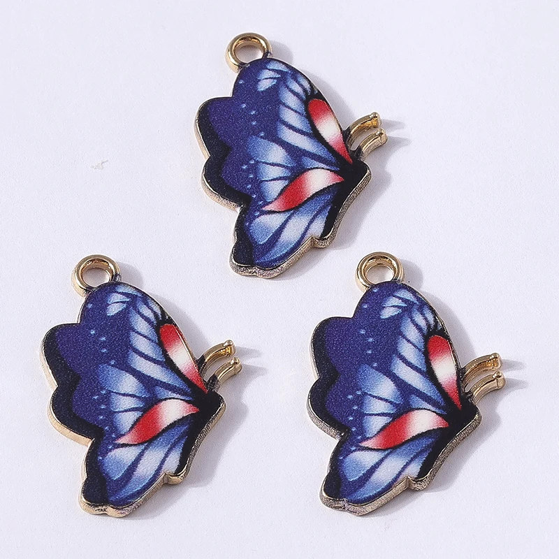 10 Stück 16x34mm Niedliche Bunte Emaille Fliegende Schmetterling-Anhänger für Schmuckherstellung, Halsketten, Ohrringe, DIY-Bastelzubehör – Detail 7
