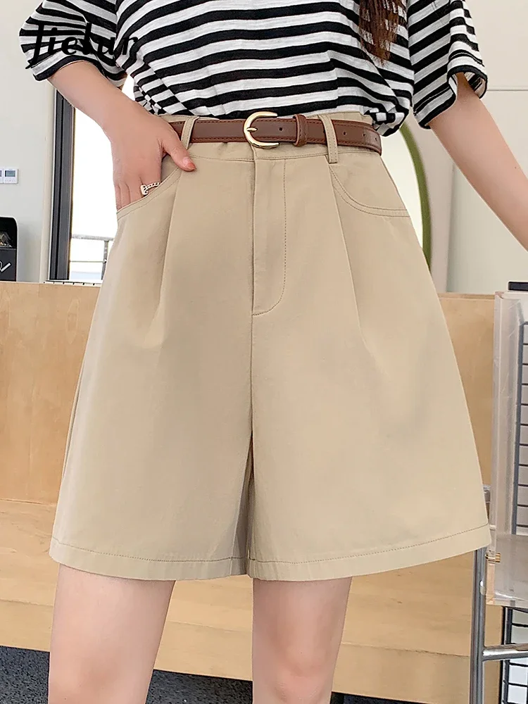 

Jielur Summer Simple Fashion Female Cargo Shorts Slim High Waist Korean Style Loose Casual Workwear Pink Black Women's Shorts