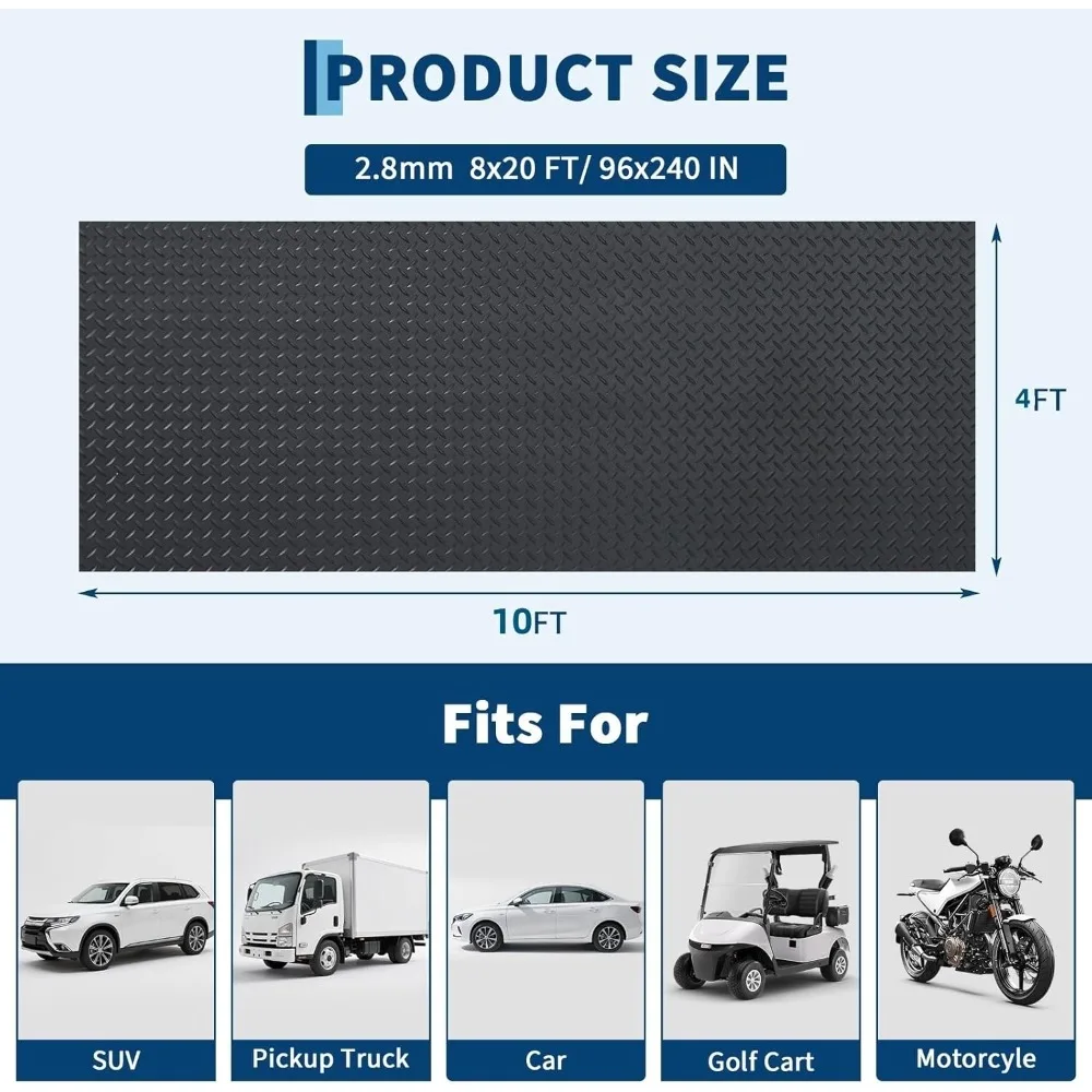 سميكة 4x10 الماس لوحة PVC المطاط جراج الكلمة حصيرة، 2.8mm عدم الانزلاق مقطورة الطابق حامي حصيرة لتحسين السلامة #4