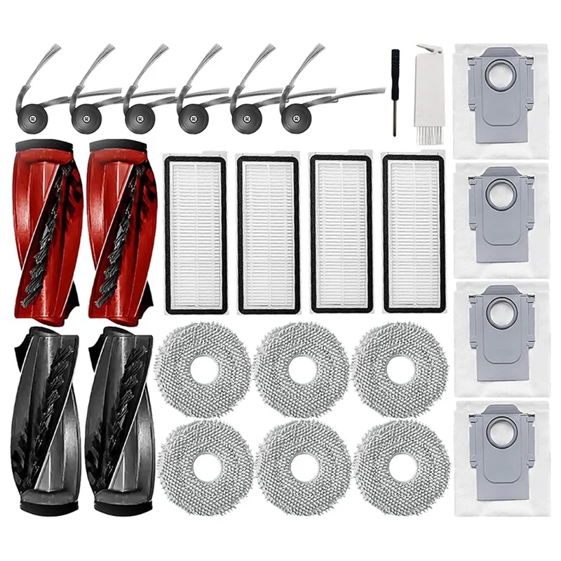 

JDZD-Replacement Parts For Roborock Qrevo Curve/P20 Pro Vacuum Cleaner Main Side Brushes HEPA Filters Mop Pads Dust Bags
