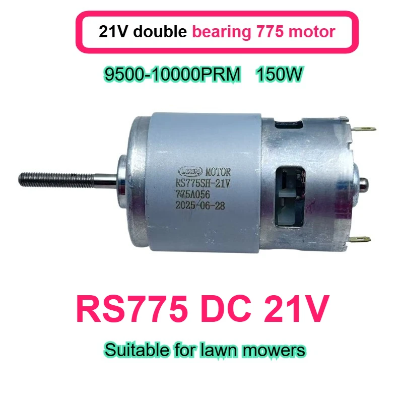 Motor de doble rodamiento Rs775 de 21V, cortacésped eléctrico, Motor de alambre de cobre, Motor eléctrico de CC de alta potencia