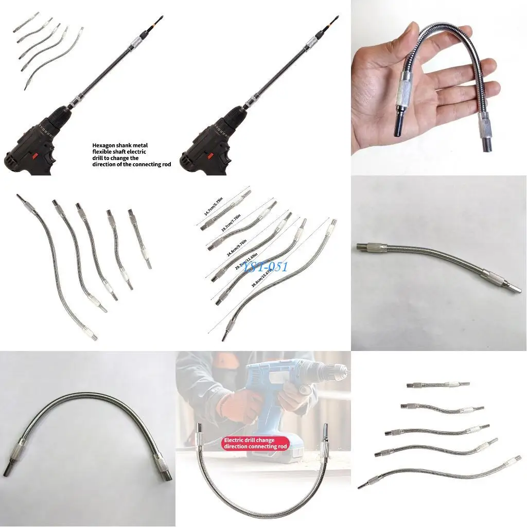 

E15A 5Pcs Adjustable Drill Adapter Metal Flexible Extension Drill Bit Extension For Furniture Assembly Tasks