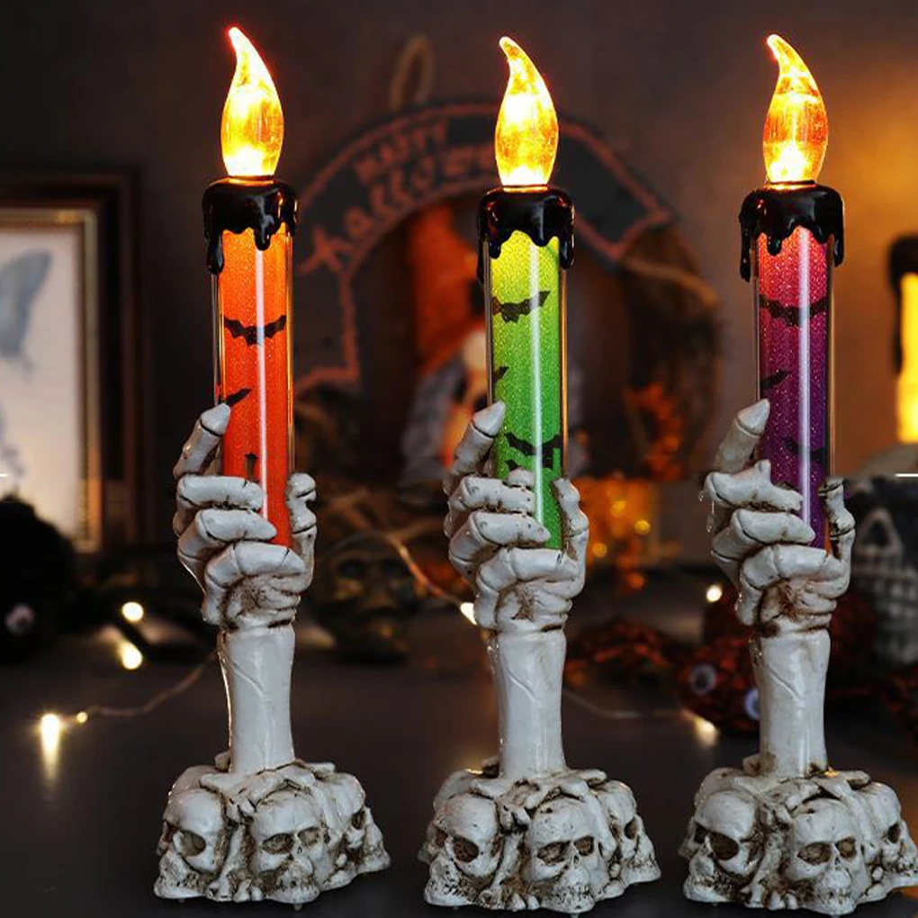 Halloween Candle Lights Candlestick Lights Halloween Decoration Props Garden Courtyard Decoration Skeleton Hand Lamp