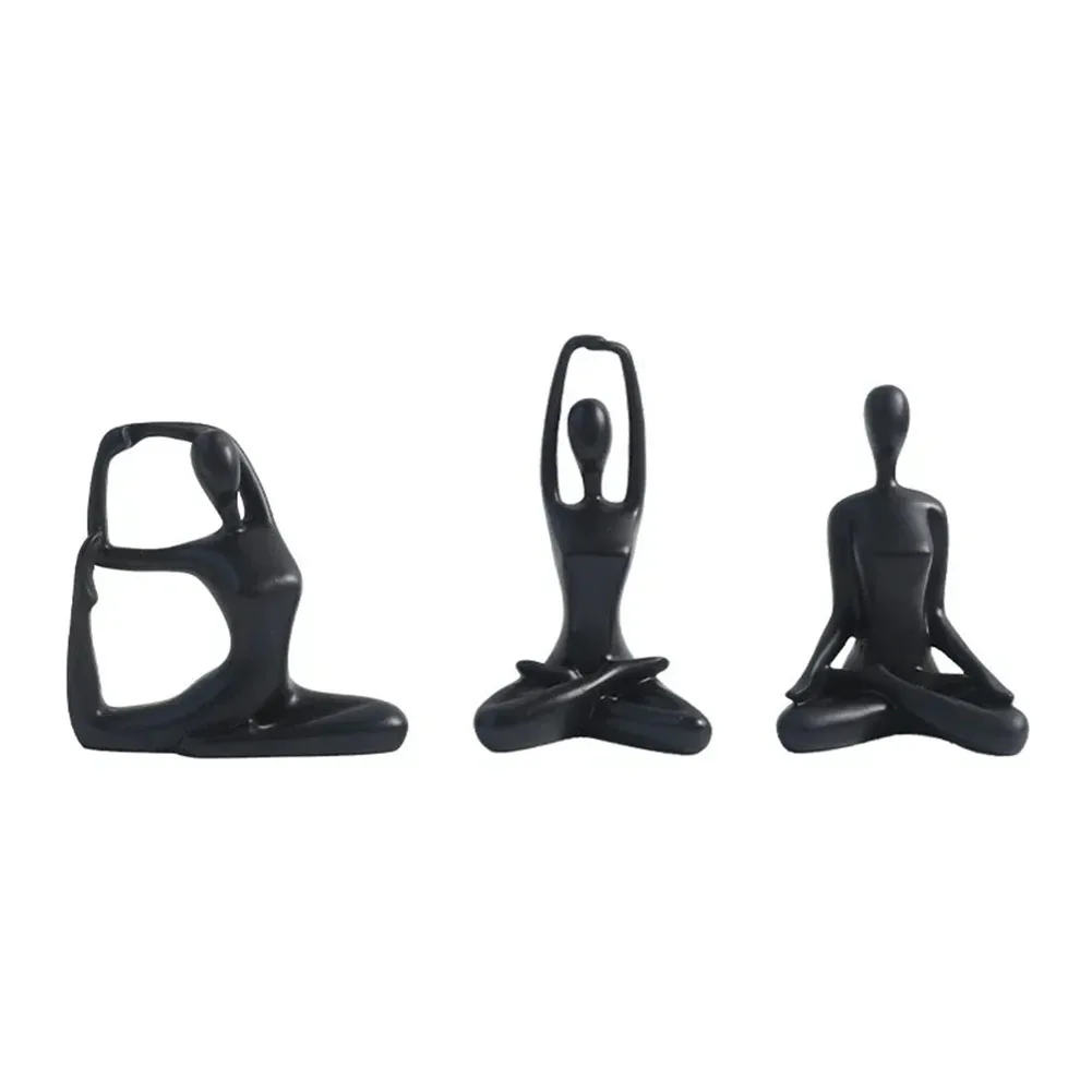 3 Abstract Yoga Statues for Home Decor Resin Sculptures of Women in For Action Poses Perfect for Office and Living Space Design