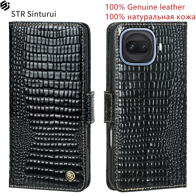 

STR 100% Genuine leather lizard pattern card Slot Wallet Cover For vivo iQOO Z11 Z10 Turbo + Pro Z10x 10R shockproof phone Case
