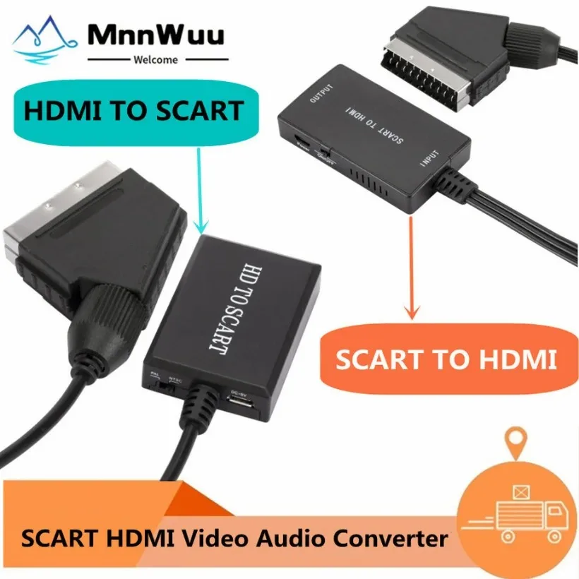 

HD 1080P HDMI-Compatible To SCART Video Audio Converter Adapter For HDTV DVD For Sky Box STB Plug and Play SCART TO HD Converter