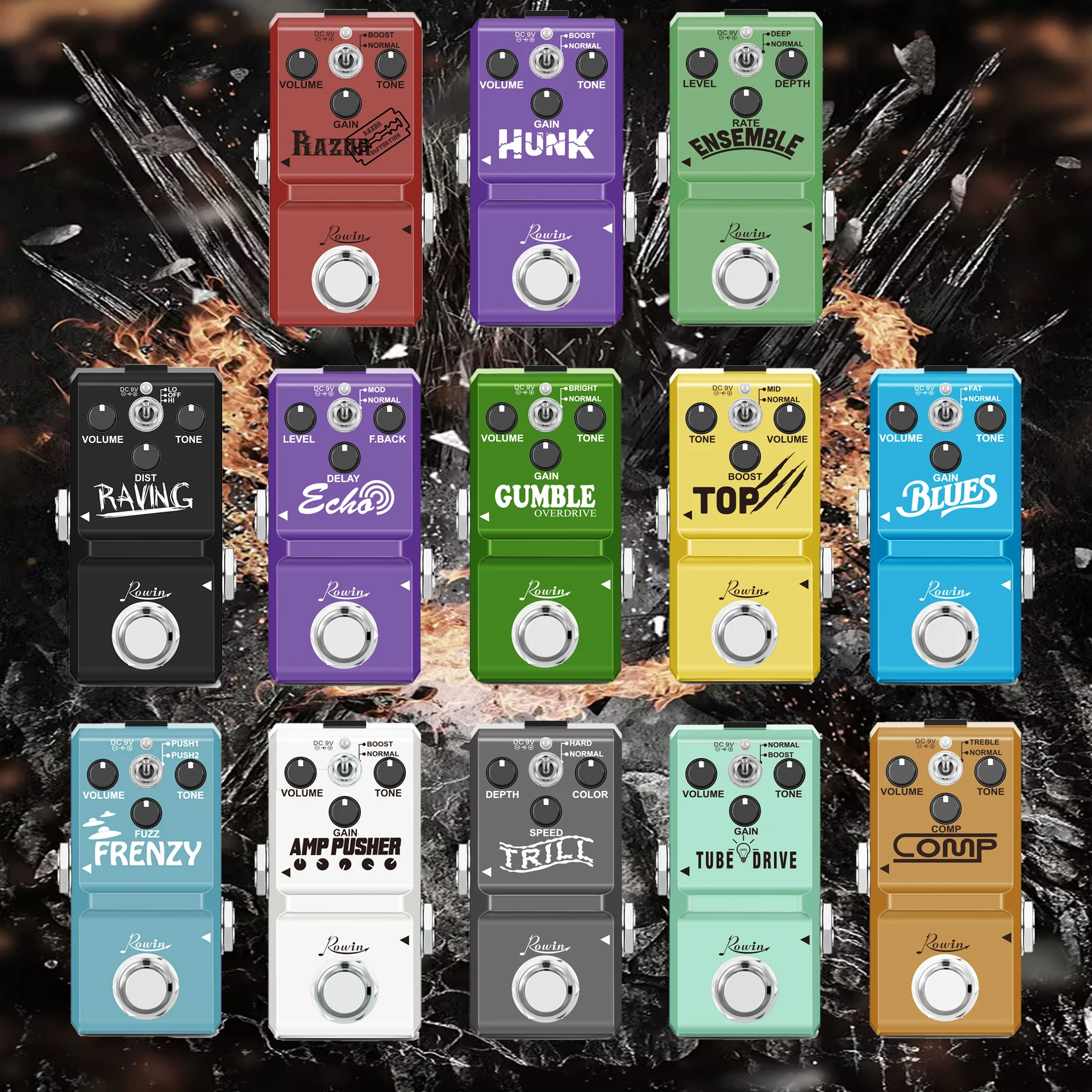 

Rowin Electric Guitar Effects Pedal Distortion High Gain Pedal Wide Variety Heavy Metal Style Distortion Tones Effect New Style