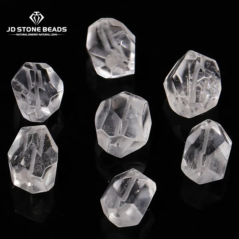 

1 Pc Natural Rock Quartz Irregular Faceted Barrel Shape Bead Clear Crystal Spacer Bead For Jewelry Making Diy Necklace Accessory