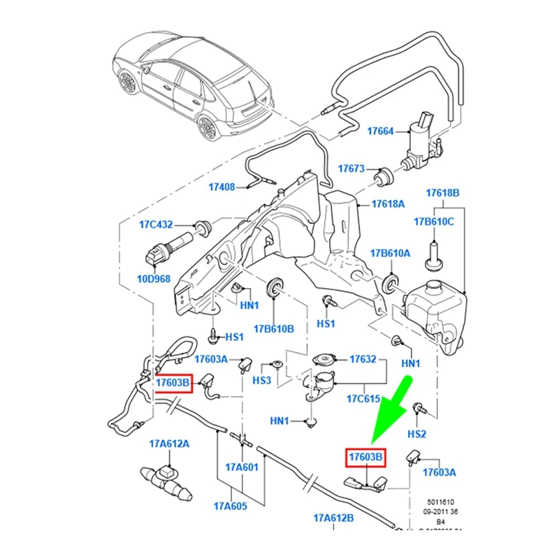 Ruitensproeierkop voor met verwarming 135045   XS41-17666-A Voor Ford Focus 1998-2004 XS 4117666 BE Ruitenwisser Wasmachine Jet-A02Q