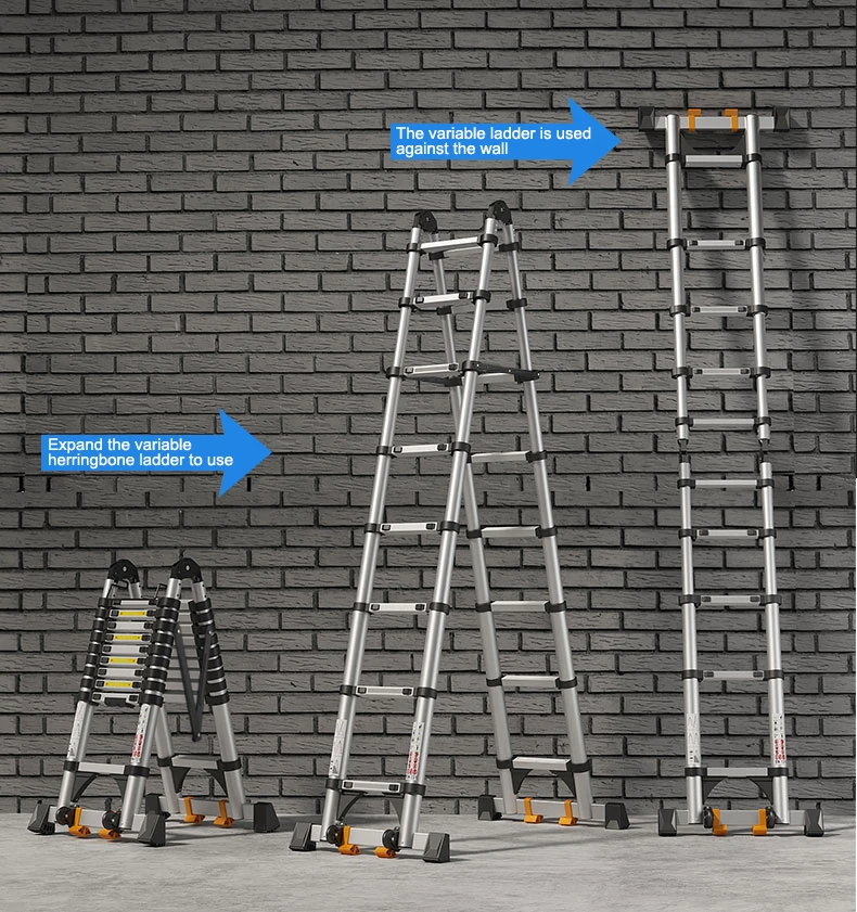 6 خطوات عالية الجودة عززت المضادة للتأثير سبائك الألومنيوم سلم توسيع متعدد الوظائف سبائك الألومنيوم سلم متعرجة