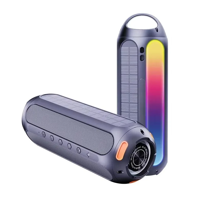 Golf Magnetic Wireless Speaker, Outdoor Portable Solar Power Speaker with LED Lights and White Light Camping Lighting Features
