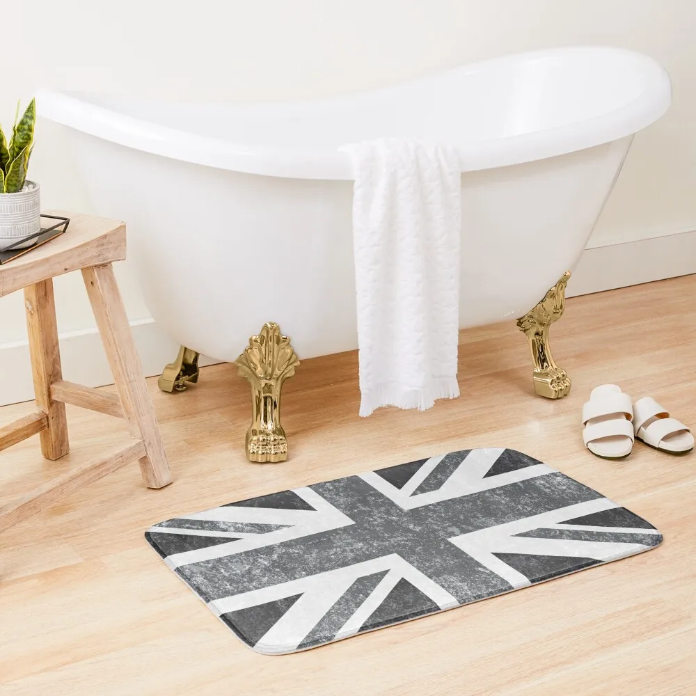 

Union Jack Vintage Grayscale - United Kingdom Flag Bath Mat Bathroom Rug Home Decor Bathroom Accessory Absorbent Bathroom Mat