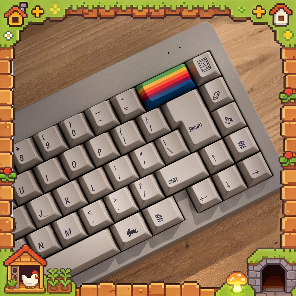 

PBTfans 1984 Vintage Grey PC Keycaps Italic Thermal Sublimation Pbt Keyboard Keycaps Customization Of Glass Beads PC Accessories