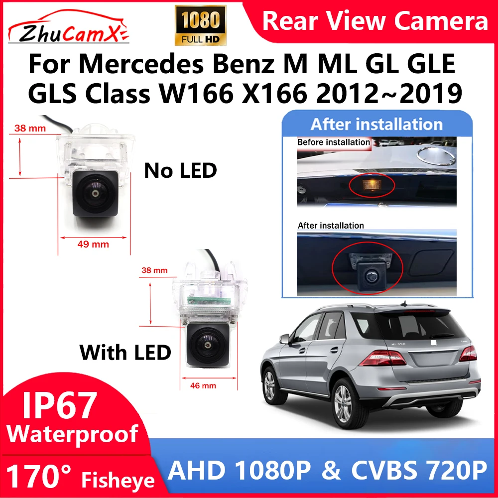 

ZhuCamX For Mercedes Benz M ML GL GLE GLS Class W166 X166 2012~2019 Backup Parking Reverse Rear view Camera AHD 1080P