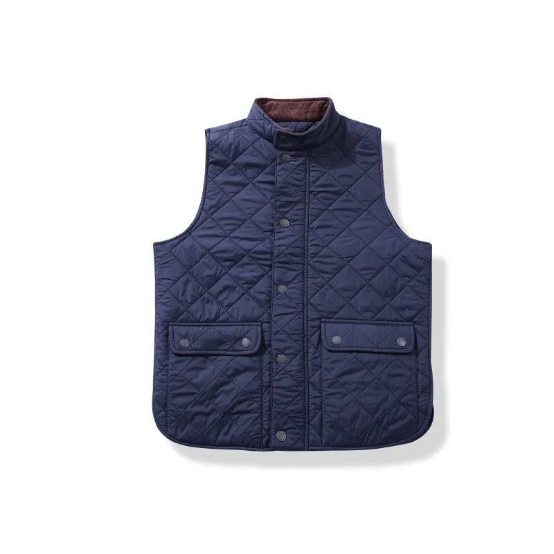 Men's Corduroy Diamond Quilted Vest Stand Collar Padded Sleeveless Jacket Warm Outdoor Fall Winter Waistcoats