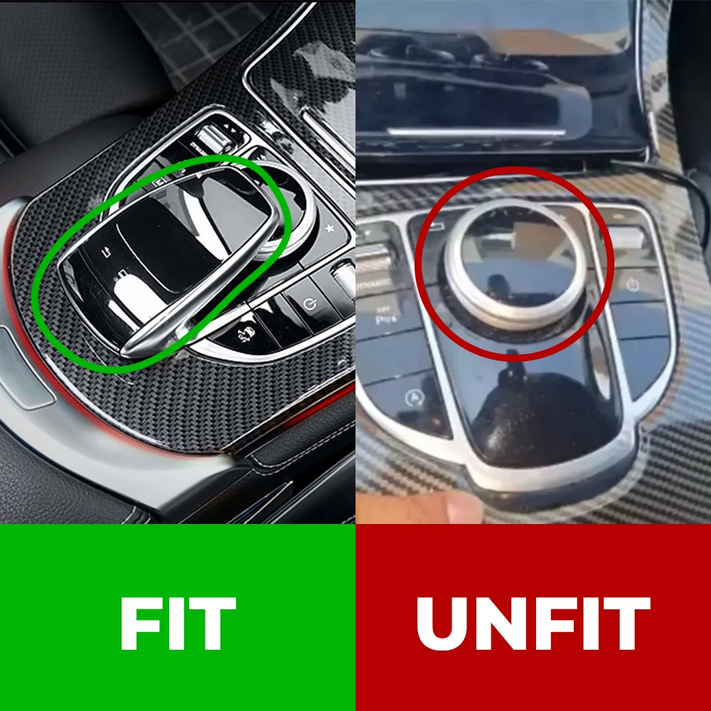 Garniture de couverture de panneau de console centrale de voiture, décoration d\'autocollant en fibre de carbone ABS, Mercedes Benz Classe C W205,