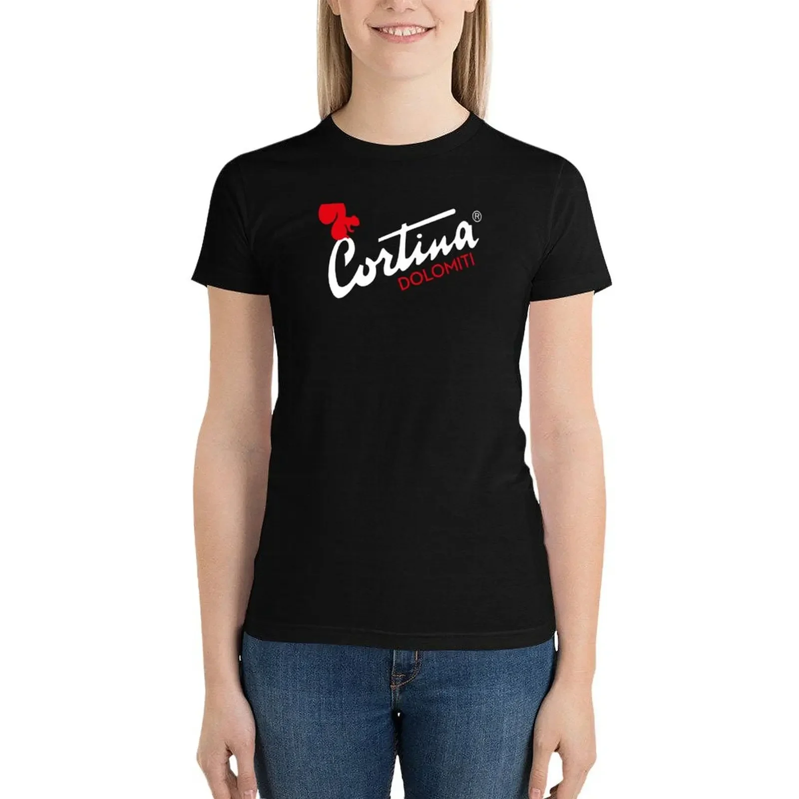 Love Italian Skiing Cortina Dolomiti Italia T-Shirt Female clothing oversized aesthetic clothes Blouse white t shirts for Women